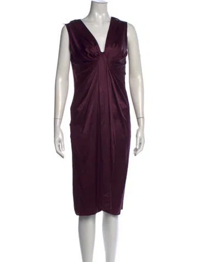 Pre-owned Lanvin Silk Knee-length Dress In Purple