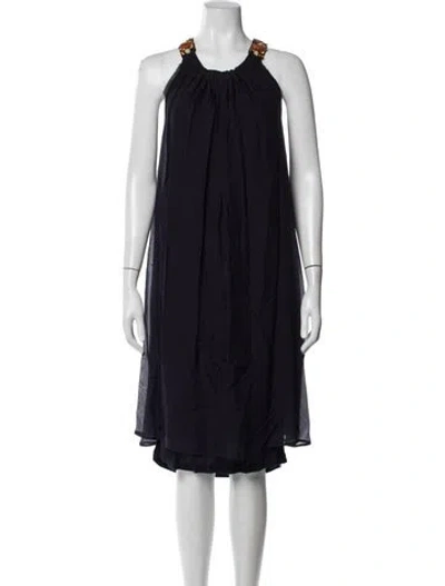 Pre-owned Lanvin Silk Knee-length Dress In Purple