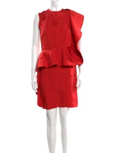 Pre-owned Lanvin Silk Knee-length Dress In Red
