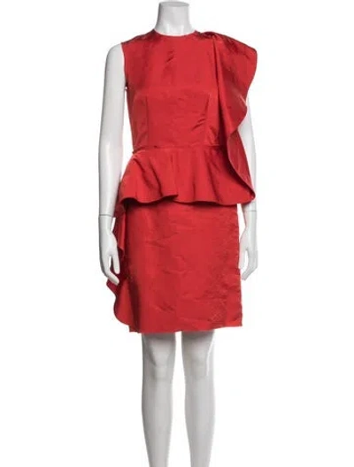 Pre-owned Lanvin Silk Knee-length Dress In Red