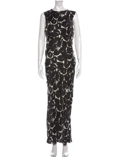 Pre-owned Lanvin Silk Long Dress In Black/white