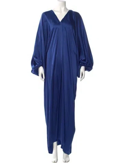 Pre-owned Lanvin Silk Long Dress In Blue