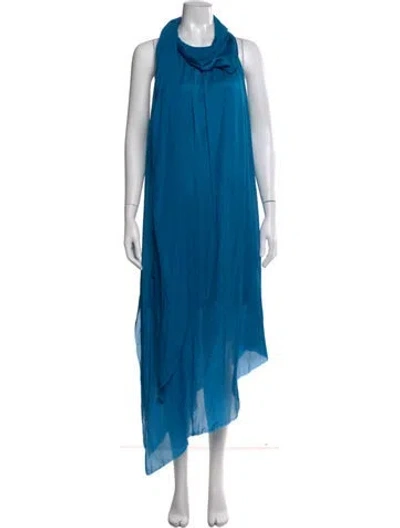 Pre-owned Lanvin Silk Long Dress In Blue