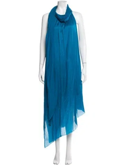 Pre-owned Lanvin Silk Long Dress In Blue