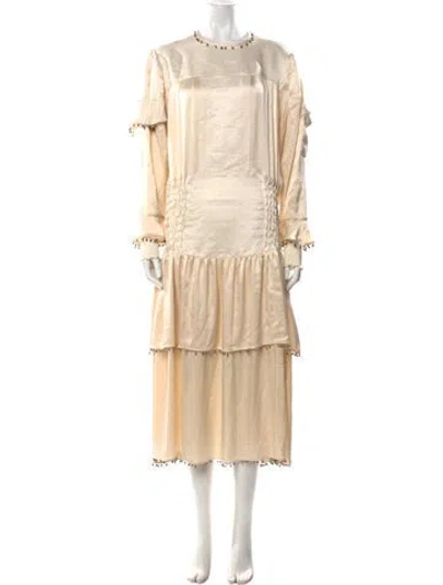 Pre-owned Lanvin Silk Long Dress In Neutral
