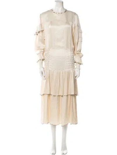 Pre-owned Lanvin Silk Long Dress In Neutral