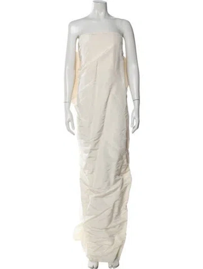 Pre-owned Lanvin Silk Long Dress In Neutral