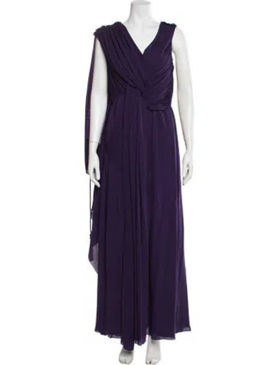 Pre-owned Lanvin Silk Long Dress In Purple