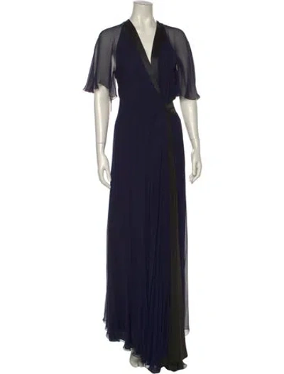 Pre-owned Lanvin Silk Long Dress W/ Tags In Blue
