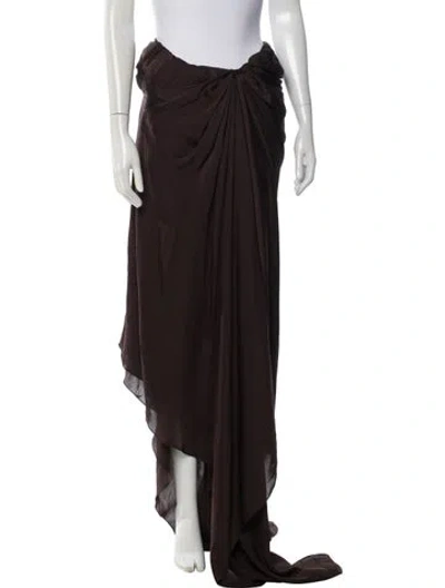 Pre-owned Lanvin Silk Long Skirt In Brown