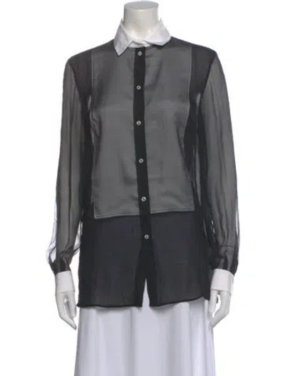 Pre-owned Lanvin Silk Long Sleeve Blouse In Gray