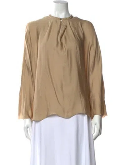 Pre-owned Lanvin Silk Long Sleeve Blouse In Neutral