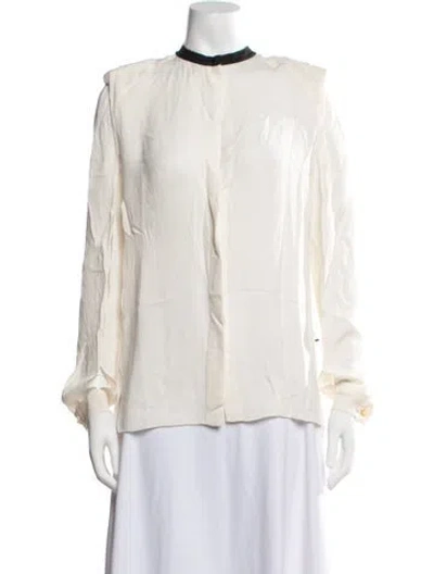 Pre-owned Lanvin Silk Long Sleeve Blouse In Neutrals
