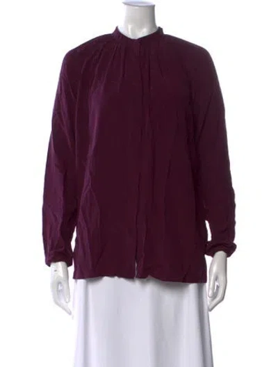 Pre-owned Lanvin Silk Long Sleeve Top In Burgundy/purple