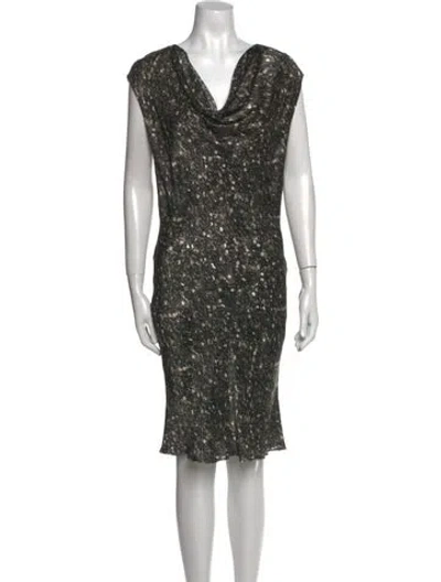 Pre-owned Lanvin Silk Midi Length Dress In Black