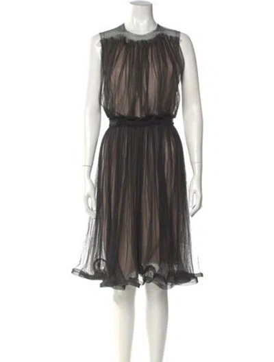 Pre-owned Lanvin Silk Midi Length Dress In Black
