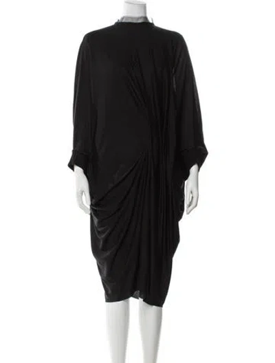 Pre-owned Lanvin Silk Midi Length Dress In Black