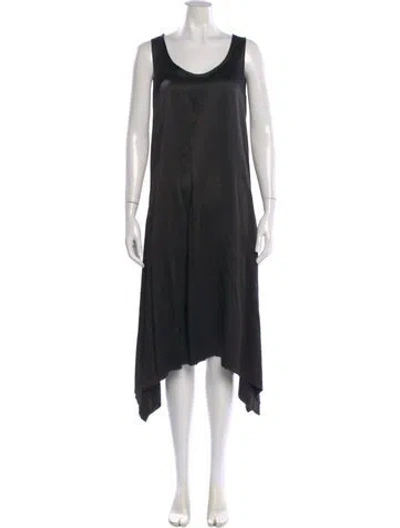 Pre-owned Lanvin Silk Midi Length Dress In Black