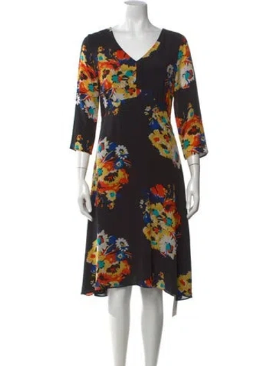 Pre-owned Lanvin Silk Midi Length Dress In Black
