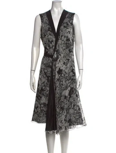 Pre-owned Lanvin Silk Midi Length Dress In Black/grey
