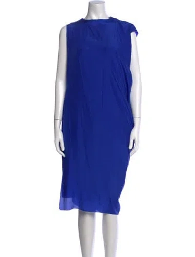 Pre-owned Lanvin Silk Midi Length Dress In Blue