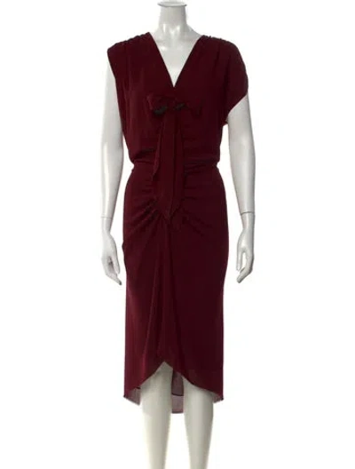 Pre-owned Lanvin Silk Midi Length Dress In Burgundy