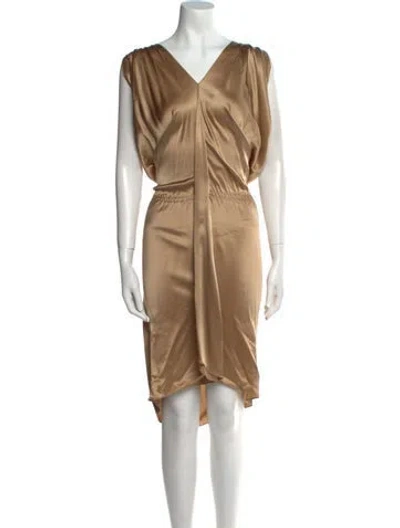 Pre-owned Lanvin Silk Midi Length Dress In Gold
