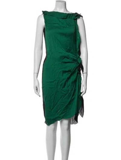Pre-owned Lanvin Silk Midi Length Dress In Green