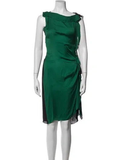 Pre-owned Lanvin Silk Midi Length Dress In Green