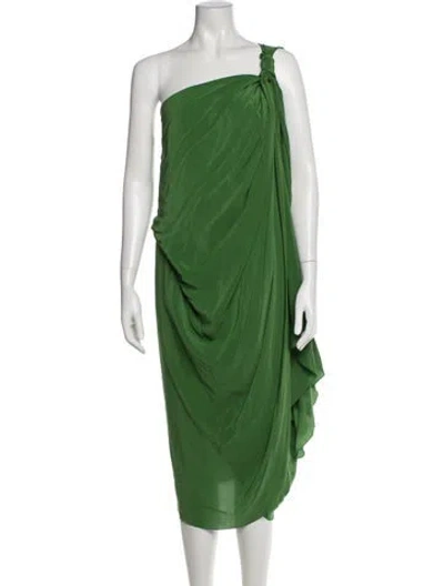 Pre-owned Lanvin Silk Midi Length Dress In Green