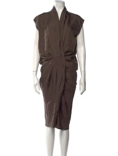 Pre-owned Lanvin Silk Midi Length Dress In Neutrals