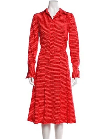 Pre-owned Lanvin Silk Midi Length Dress In Red