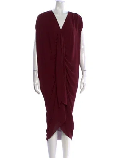 Pre-owned Lanvin Silk Midi Length Dress In Red