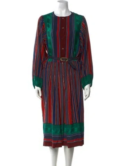 Pre-owned Lanvin Silk Midi Length Dress In Red