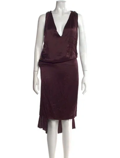 Pre-owned Lanvin Silk Midi Length Dress W/ Tags In Purple