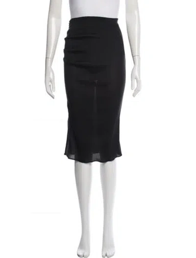 Pre-owned Lanvin Silk Midi Length Skirt In Black