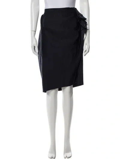 Pre-owned Lanvin Silk Midi Length Skirt In Black
