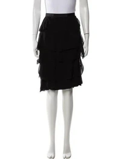 Pre-owned Lanvin Silk Midi Length Skirt In Black