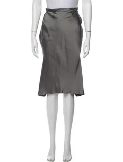 Pre-owned Lanvin Silk Midi Length Skirt In Gray