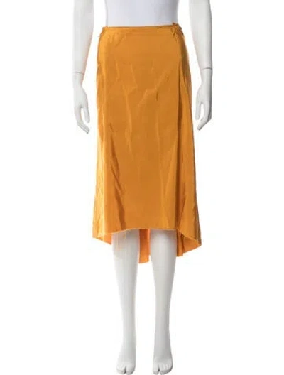 Pre-owned Lanvin Silk Midi Length Skirt In Yellow