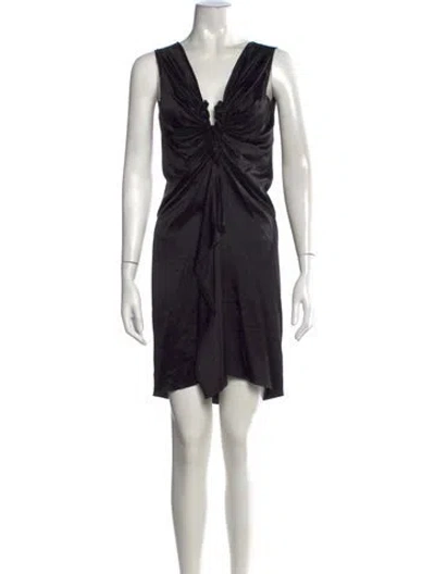 Pre-owned Lanvin Silk Mini Dress In Black