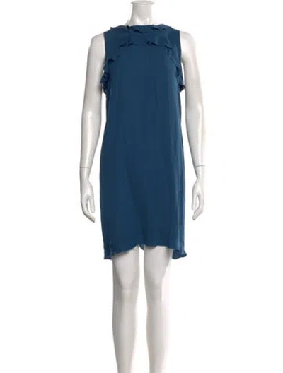 Pre-owned Lanvin Silk Mini Dress In Blue
