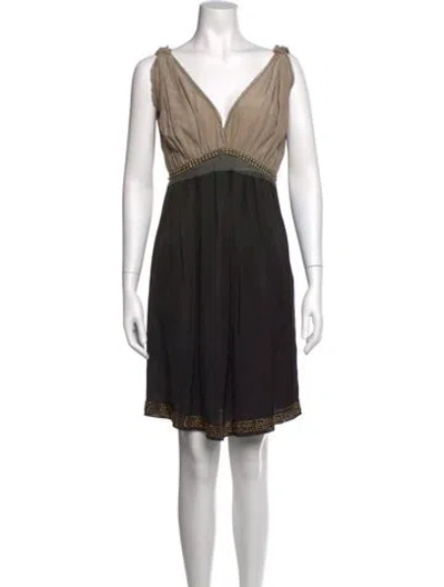 Pre-owned Lanvin Silk Mini Dress In Brown