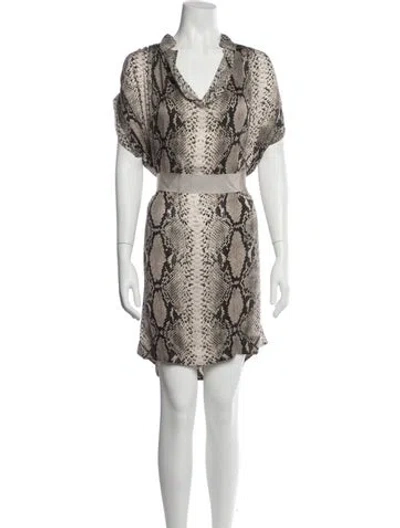 Pre-owned Lanvin Silk Mini Dress In Brown