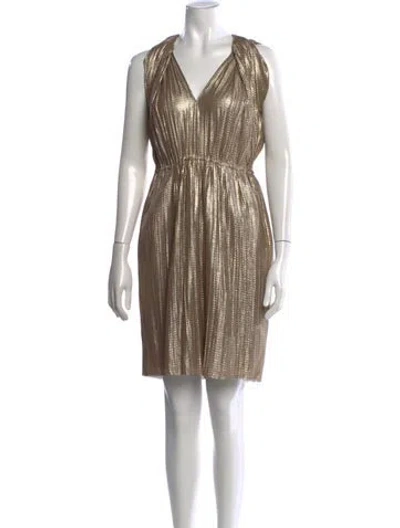 Pre-owned Lanvin Silk Mini Dress In Gold