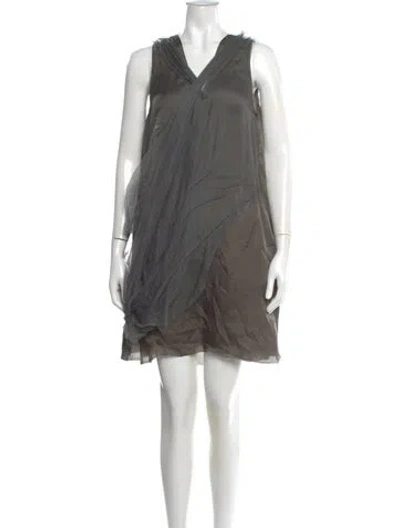 Pre-owned Lanvin Silk Mini Dress In Gray