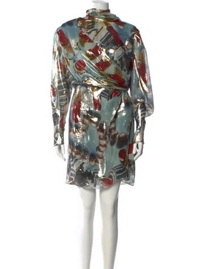 Pre-owned Lanvin Silk Mini Dress In Green