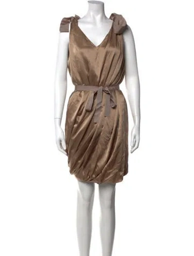 Pre-owned Lanvin Silk Mini Dress In Green