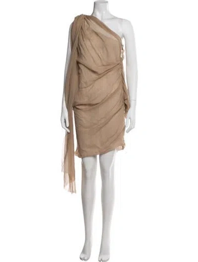 Pre-owned Lanvin Silk Mini Dress In Neutrals