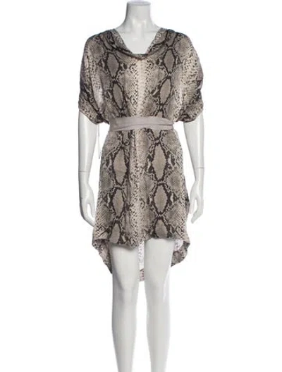 Pre-owned Lanvin Silk Mini Dress In Neutrals